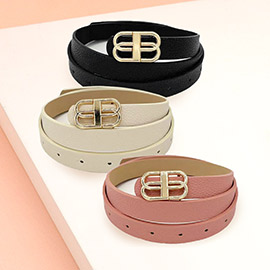 3PCS - Metal Buckle Accented Faux Leather Belt Set