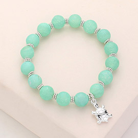 Turtle Charm Beaded Stretch Bracelet