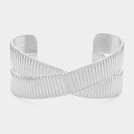 Textured Metal Crisscross Cuff Bracelet