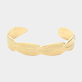 Stainless Steel Leaves Cuff Bracelet