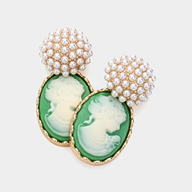 Pearl Cameo Dangle Earrings