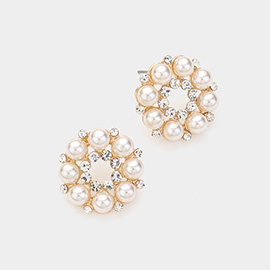 Pearl Flower Stud Earrings