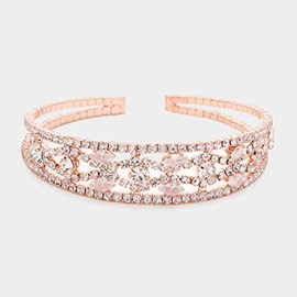 Round Marquise CZ Stone Pointed Evening Cuff Bracelet