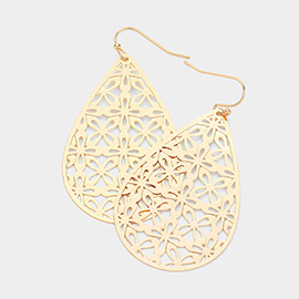 Abstract Pattern Teardrop Metal Filigree Dangle Earrings