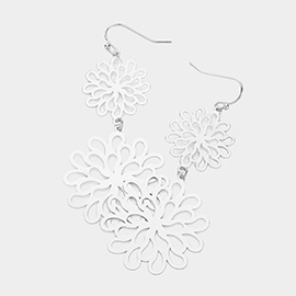 Double Flower Metal Filigree Earrings