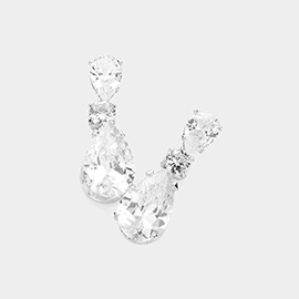 Teardrop CZ Stone Evening Earrings