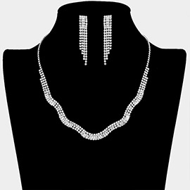 CZ Rhinestone Paved Wavy Necklace