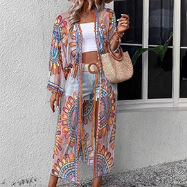 Flower Tie dye Printed Kimono Poncho