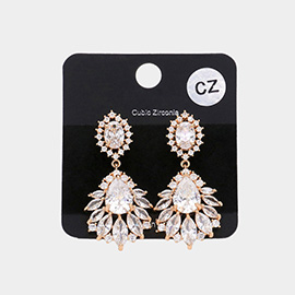 Multi CZ Stone Cluster Dangle Evening Earrings