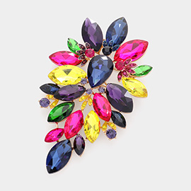 Marquise Stone Cluster Embellished Pin Brooch