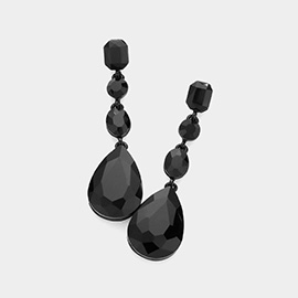 Teardrop Crystal Stone Accented Evening Earrings