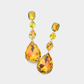 Teardrop Crystal Stone Accented Evening Earrings