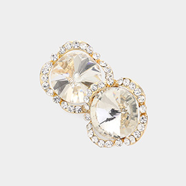 Round Crystal Stone Accented Evening Earrings