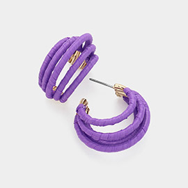 Raffia Wrapped Split Hoop Earrings