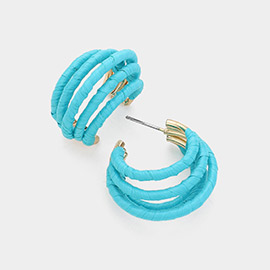 Raffia Wrapped Split Hoop Earrings