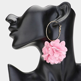 Fabric Rose Dangle Earrings