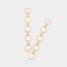 Pearl Heart Pendant Link Dropdown Earrings