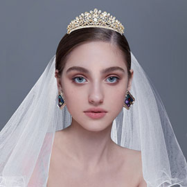 Teardrop Oval Stone Cluster Embellished Princess Tiara