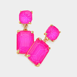 Square Rectangle Link Dangle Evening Earrings