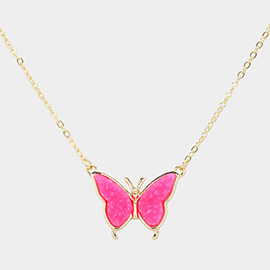 Butterfly Druzy Pendant Necklace