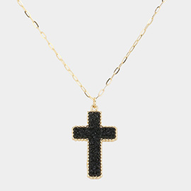 Druzy Cross Pendant Necklace