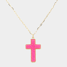 Druzy Cross Pendant Necklace