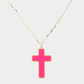 Druzy Cross Pendant Necklace