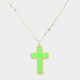 Druzy Cross Pendant Necklace