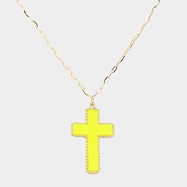 Druzy Cross Pendant Necklace