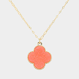 Druzy Quatrefoil Pendant Necklace