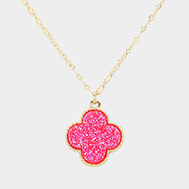 Druzy Quatrefoil Pendant Necklace