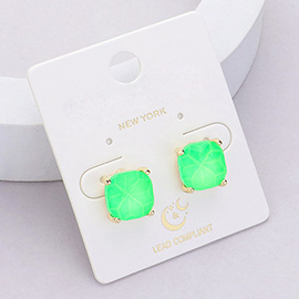 Cushion Square Stone Stud Evening Earrings