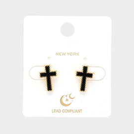 Enamel Cross Stud Earrings