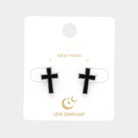 Enamel Cross Stud Earrings