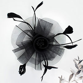 Feather Mesh Flower Fascinator / Headband