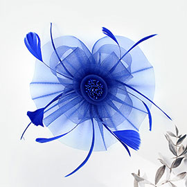 Feather Mesh Flower Fascinator / Headband