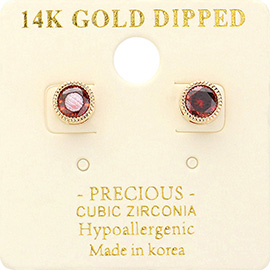 14K Gold Dipped Hypoallergenic CZ Stone Stud Earrings