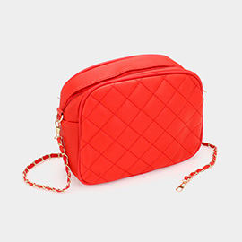 Faux Leather Quilted Crossbody Bag