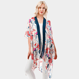 Flower Print Kimono Poncho