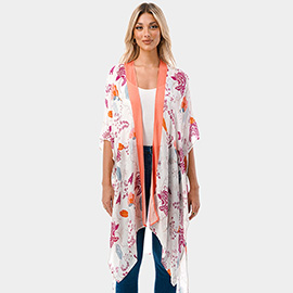 Flower Print Kimono Poncho