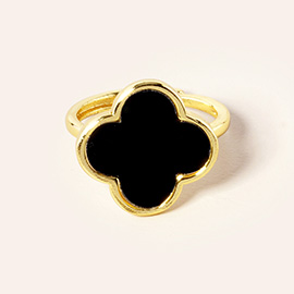 14K Gold Dipped Enamel Quatrefoil Ring