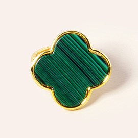 14K Gold Dipped Enamel Quatrefoil Ring