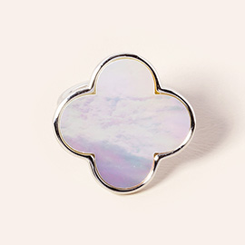 14K Gold Dipped Mother Of Pearl Quatrefoil Ring