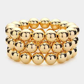 3PCS - Chunky Metal Ball Multi Layered Stretch Bracelets