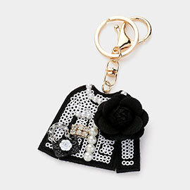 Felt Back Flower Corsage Pear Pointed Sequin Women Jacket Keychain