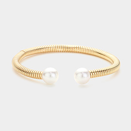 Pearl Tip Metal Cuff Bracelet