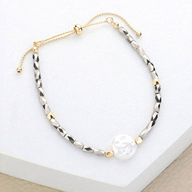 Pearl Accented Beaded Pull Tie Bracelet