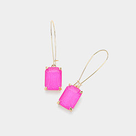 Emerald Cut Stone Dangle Evening Earrings