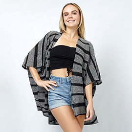 Stripe Relaxed Fit Kimono Poncho