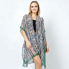 Ethnic Print Kimono Poncho